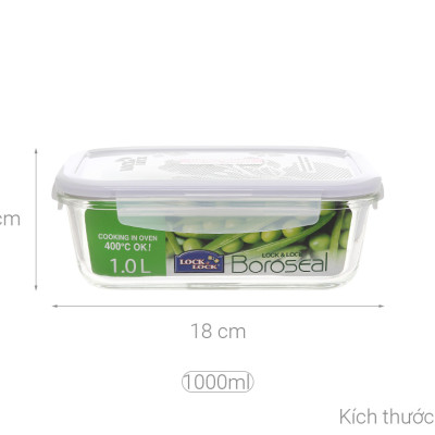 Hộp Bảo Quản Thủy Tinh Hình Chữ Nhật Lock&Lock-LLG445 200x152x74mm 1.0L