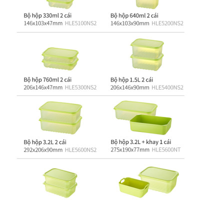Bộ 2 hộp nhựa bảo quản thực phẩm LocknLock Smart Keep Fresh Food Container 3.2L HLE5600NS2, Hàng chính hãng, giữ tươi mát đến 31 ngày - JoyMall
