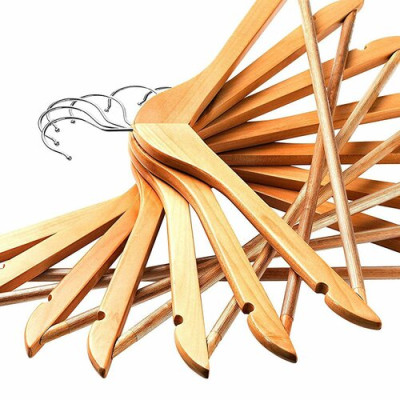 Combo CHỤC móc gỗ treo quần áo có thanh ngang màu vàng nhạt