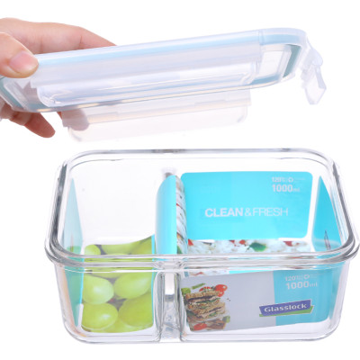 Bộ đựng đồ ăn trưa gồm túi giữ nhiệt  +  hộp thủy tinh chia ngăn 1000ml + hộp thủy tinh 695ml Lunch71-100