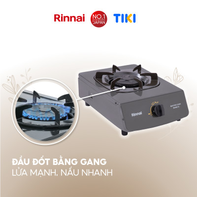 Bếp gas dương Rinnai RV-MC15G mặt bếp men và kiềng bếp men - Hàng chính hãng.