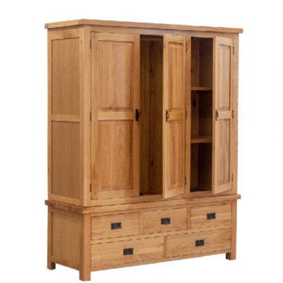 Tủ áo gỗ sồi 3 cánh 5 ngăn kéo Juno Sofa KT 160 x 60 x 200cm