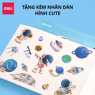 Vở Vẽ Học Sinh Tập Tô Màu Cho Bé A4 Deli - Sổ Tô Màu 60/ 100 Trang Sổ Vẽ Học Sinh Giấy Dày Mịn An Toàn Tặng Sticker
