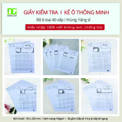 Giấy kiểm tra bán sỉ chất lượng cao, giá tốt nhất cho cửa hàng trường học và các trung tâm giáo dục, giao hàng toàn quốc, hàng chính hãng Green Art