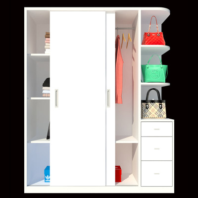 Tủ quần áo gỗ MDF Tundo cửa lùa cánh trắng 160 x 55 x 200cm