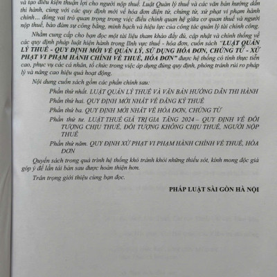 Sách Luật Quản lý Thuế – Quy Định Mới Về Quản Lý, Sử Dụng Hóa Đơn, Chứng Từ, Xử Phạt Vi Phạm hành Chính Về Thuế, Hóa Đơn (V2544D)