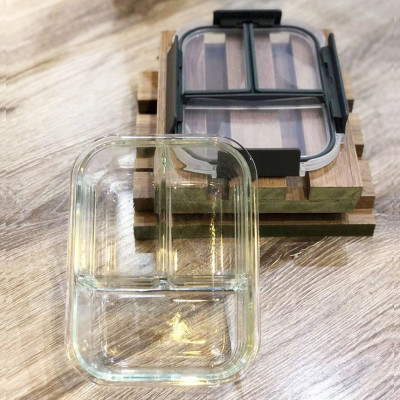 HỘP THỦY TINH ĐỰNG THỰC PHẨM 3 NGĂN 1000 ML - HÀNG CHÍNH HÃNG