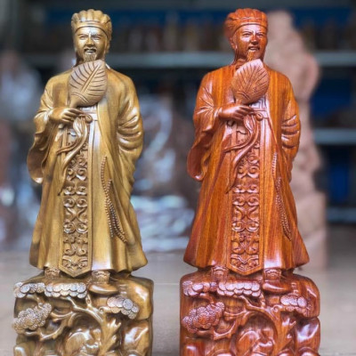 Tượng khổng minh ( gia cát lượng ) bằng gỗ hương đá kt cao 40×14×13cm