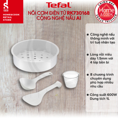 Nồi cơm điện Tefal Easy Rice Compact RK730168 - Dung tích 1L - Công suất 600W - Dễ dàng sử dụng với 1 nút nhấn - Công nghệ điện tử Fuzzy Heating - Hàng chính hãng