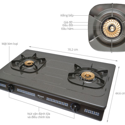 Bếp gas đôi rinnai RV377g xám hàng chính hãng