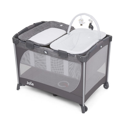 Giường cũi trẻ em Joie Commuter Change & Snooze Linen Gray