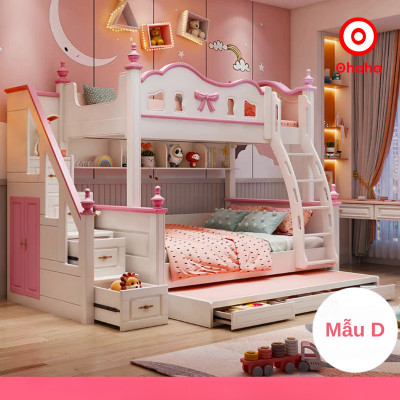 [Miễn phí lắp đặt & vận chuyển] Giường tầng trẻ em thông minh cao cấp 3 tầng có cầu trượt Ohaha - GTCC032