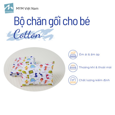 Bộ chăn gối cho bé đi học mẫu giáo MYM chất vải Cotton thấm hút, thoáng khí