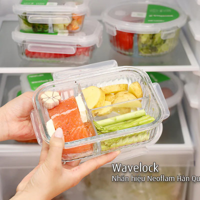 Bộ hộp thuỷ tinh 12 món bảo quản, đựng thực phẩm Neoflam Hàn Quốc - Wavelock, Dùng bảo quản, nướng, hâm nóng thực phẩm