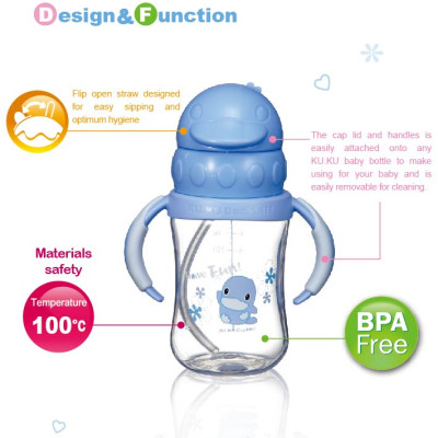 BÌNH UỐNG NƯỚC ỐNG HÚT CÓ TAY CẦM NHỰA PP KUKU KU5925 - 230ML