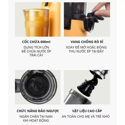 Máy ép chậm Mini, Máy Ép Hoa Quả Rau Củ Cho Gia Đình Tiện Dụng Hàng Chính Hãng