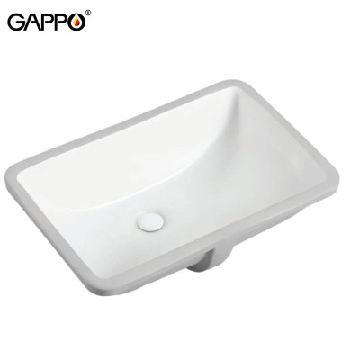 CHẬU LAVABO SỨ ÂM BÀN NHẬP KHẨU NGA GAPPO GT413 MEN TUYẾT HÌNH CHỮ NHẬT - HÀNG CHÍNH HÃNG