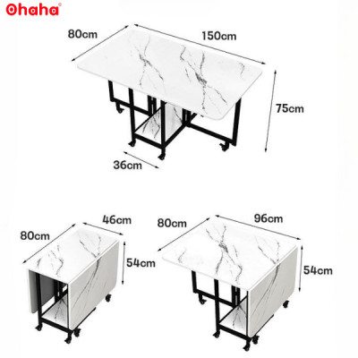 [Kèm Ảnh Thực Tế - Miễn phí vận chuyển & Lắp đặt] BÀN ĂN GẤP GỌN THÔNG MINH CÓ GHẾ VÀ BÁNH XE OHAHA - BA023