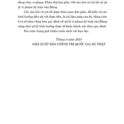 Hỏi - đáp về xử lý vi phạm kỷ luật của Đảng (bản in 2024)