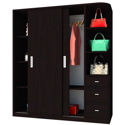 [Miễn phí vận chuyển & lắp đặt tại TP.HCM] Tủ quần áo gỗ cao cấp phong cách Bắc Âu thiết kế 2 cánh cừa lùa thông minh tích hợp nhiều hộc kệ Ohaha - CL003 - Màu D/Màu Đen