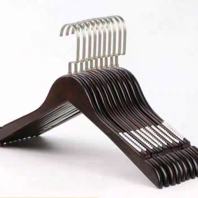 Móc Gỗ Nâu Treo Quần Áo Đầu Móc Dẹp KTN 44.5cm