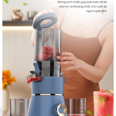 Máy ép chậm Sunhouse SHD5518, Công suất 150W, Ép mọi loại rau củ quả, Chức năng làm kem trái cây tiện lợi, Hàng chính hãng - Bảo hành 12 tháng