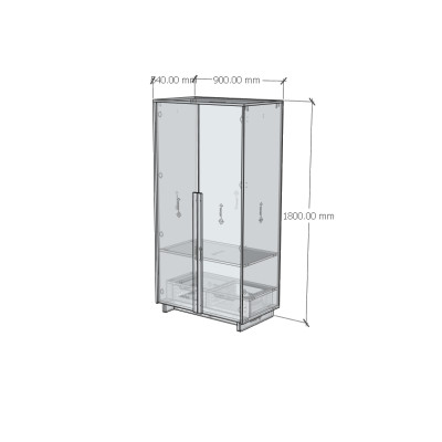 [Happy Home Furniture] MAVIS, Tủ quần áo 2 cánh mở, 90cm x 54cm x 180cm ( DxRxC), TCM_160