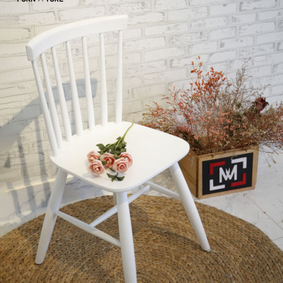 GHẾ BÀN ĂN GỖ XUẤT KHẨU MÀU TRẮNG - STOOL CHAIR WHITE