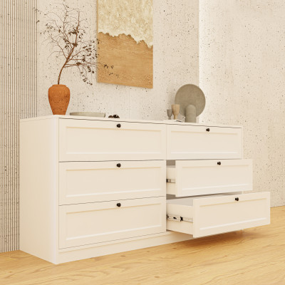 HAPPY FURNITURE , MATTA - Tủ lưu trữ 6 ngăn kéo, THK_225 , 160cm x 45cm x 79cm DxRxC