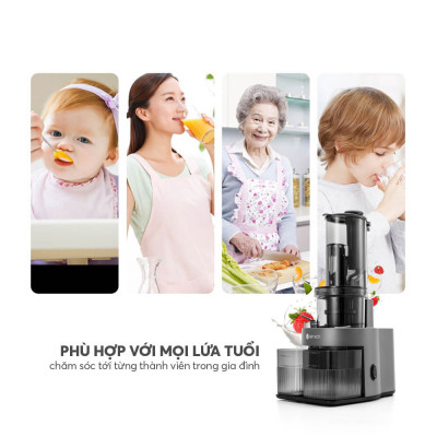 Máy ép chậm Elmich JEE-8759, công suất 240W mạnh mẽ ép kiệt bã, giữ lại chất dinh dưỡng và hương vị trong trái cây,độ ồn dưới 58dB, ép kiệt tới 98% - Hàng chính hãng