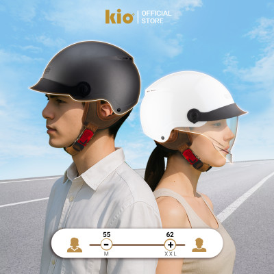 Mũ Bảo Hiểm Nửa Đầu Kio SafeStyle Metro KN10K, Kính Âm Phủ Nano Chống Tia UV, Lưỡi Trai, Thông Gió