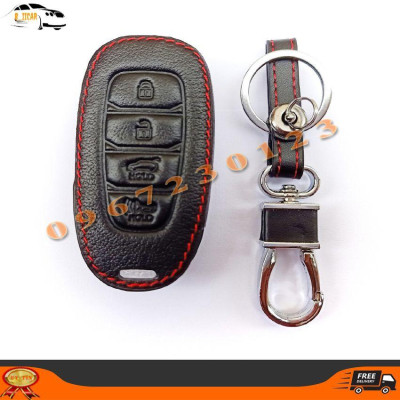 Bao Da Chìa Khóa HYUNDAI ACCENT 2021 4 Nút Cam Kết Da Thật Siêu Bền Có Logo Kim Loại Nổi