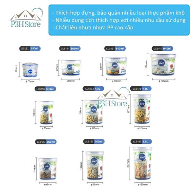 Hộp nhựa nắp vặn Lock&Lock Twist bảo quản thực phẩm nhiều dung tích LLS111 LLS121 LLS131 LLS141 LLS122 LLS113 LLS143