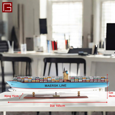 Mô Hình Thuyền Gỗ Trang Trí, tàu container, Thuyền Thương Mại EMMA MAERSK, thuyền chở hàng, hàng chính hãng
