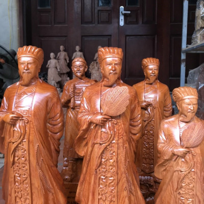 Tượng khổng minh gia cát lượng bằng gỗ hương đá kt cao 60×16×15cm