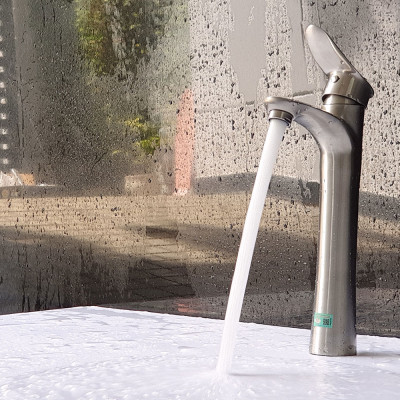 Vòi Lavabo nóng lạnh điếu cao 30cm Inox SUS 304 Eurolife EL-ORCHID 03 (Trắng vàng)