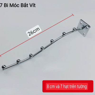 combo 10 Móc 9 bi & 7 bi treo quần áo shop thời trang dạng bi cong inox - ( loại gài & bắt vít )