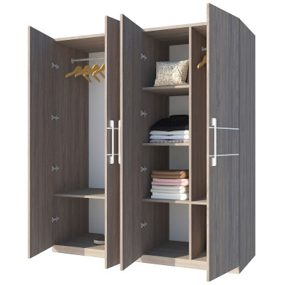 Tủ quần áo gỗ MDF Tundo 4 cánh màu óc chó 180 x 55 x 200cm