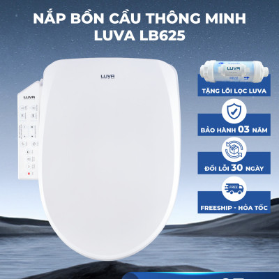 Nắp Bồn Cầu Điện Tử LUVA Bidet LB625 Điều Khiển Cảm Ứng Tiếng Việt, Đổi Lỗi 100 Ngày, Sấy Khô, Chống Nước IPX5, Sấy Vành Ngồi, Chế Độ Rửa Trẻ Em