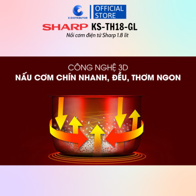 Nồi Cơm Điện Tử Sharp KS-TH18-GL/RD - Hàng chính hãng