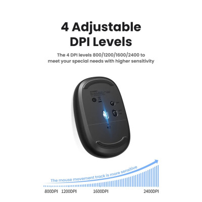 Chuột không dây 2.4G UGREEN MU105 | 4 mức điều chỉnh DPI | Độ yên tĩnh cao | Bảo Hành 18 Tháng - Hàng Chính Hãng