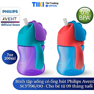 Bình tập uống Philips Avent cho bé 9 tháng -  có ống hút - nhựa PP 200ml