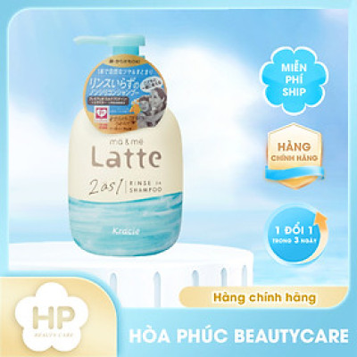 Dầu Gội 2 Trong 1  Dành Cho Cả Gia Đình Kracie Ma & Me Latte 2 In 1 Rinse In Shampoo 490 mL