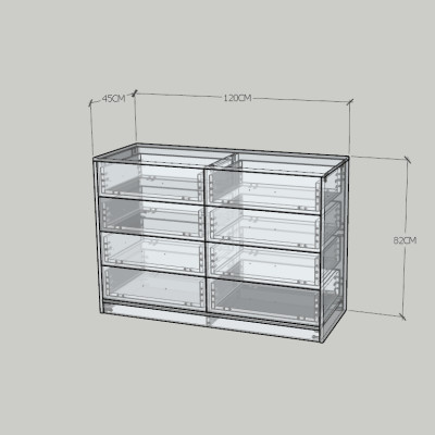HAPPY FURNITURE , HEINEE - Tủ lưu trữ 8 ngăn kéo, THK_235 , 120cm x 45cm x 82cm DxRxC, sản phẩm phổ thông