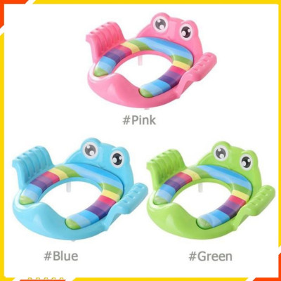 Thu Nhỏ Bồn Cầu Cho Bé, Bệ Lót Bồn Cầu Có Tay Vịn Hình Chú Ếch Cho Bé Tự Tin Đi Vệ Sinh