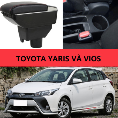 Hộp tỳ tay ô tô, xe hơi cao cấp Toyota Yaris và Vios tích hợp 7 cổng USB 2014-2019 DUSB-YRIS