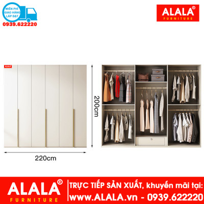 Tủ quần áo ALALA274 gỗ HMR chống nước - www.ALALA.vn - 0939.622220