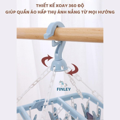 Móc Chùm Nhựa PP Cao Cấp 32 Kẹp Xoay 360 độ linh hoạt, có thể gấp gọn