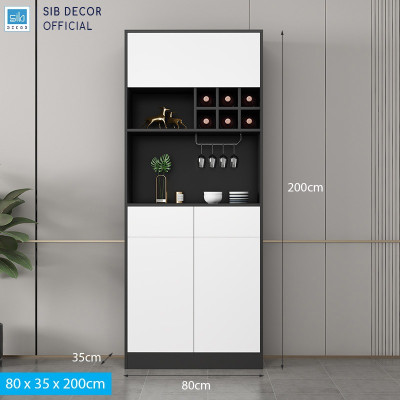 Tủ Vang Gỗ Có Giá Treo Ly Kích Thước 80x35x200cm Thương Hiệu SIB Decor KG53