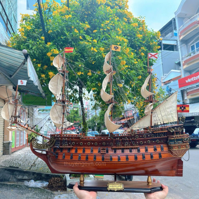 Mô Hình Thuyền Gỗ Phong Thủy Gia Nhiên, Thuyền Buồm Gỗ SAN FELIPE, thuyền buồm phong thủy chính hãng